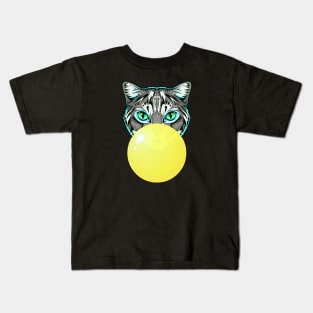 Yellow Bubblegum Cat Kids T-Shirt